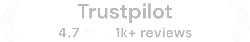 Trustpilot rating 4.7 stars, 1k+ reviews