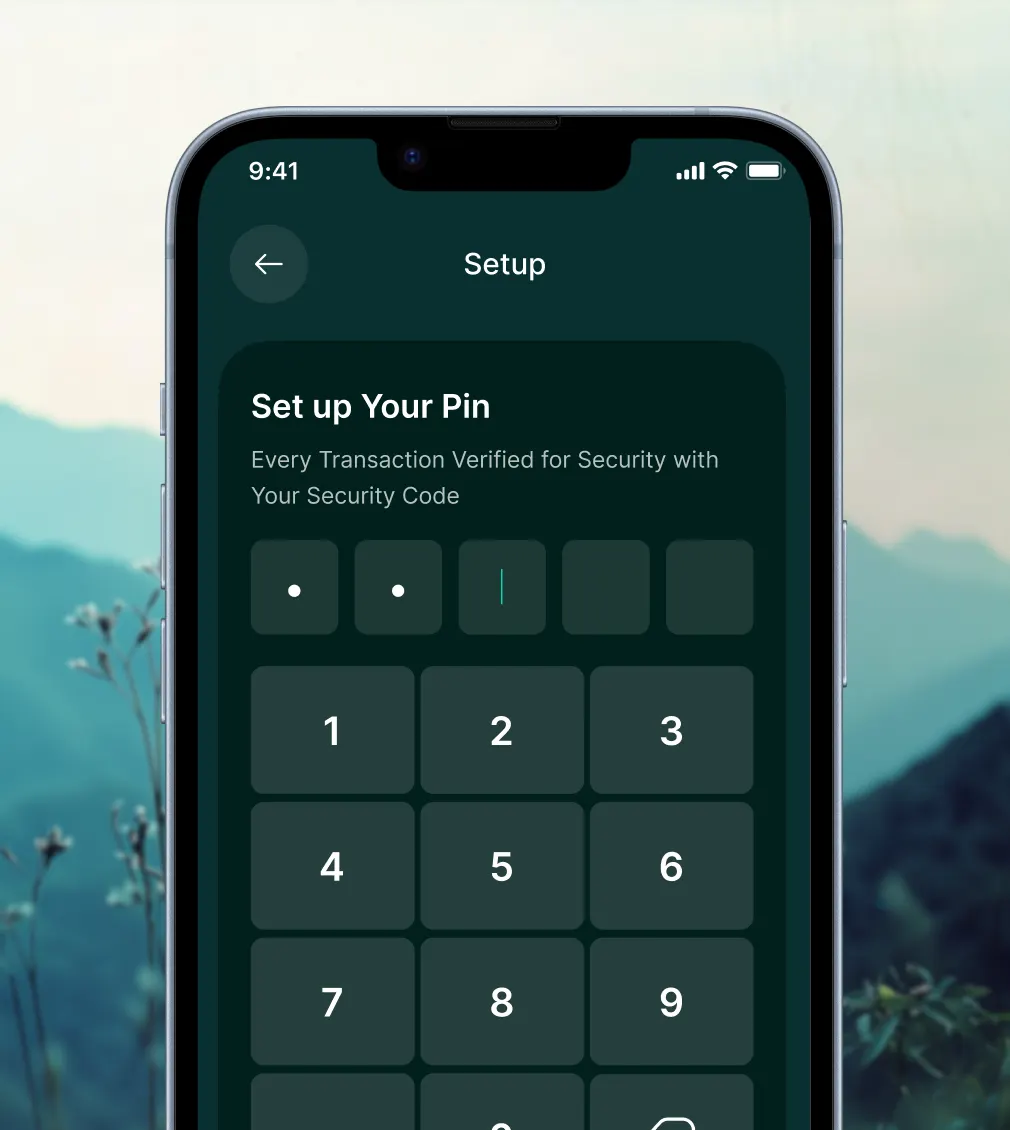 PIN setup screen on a phone